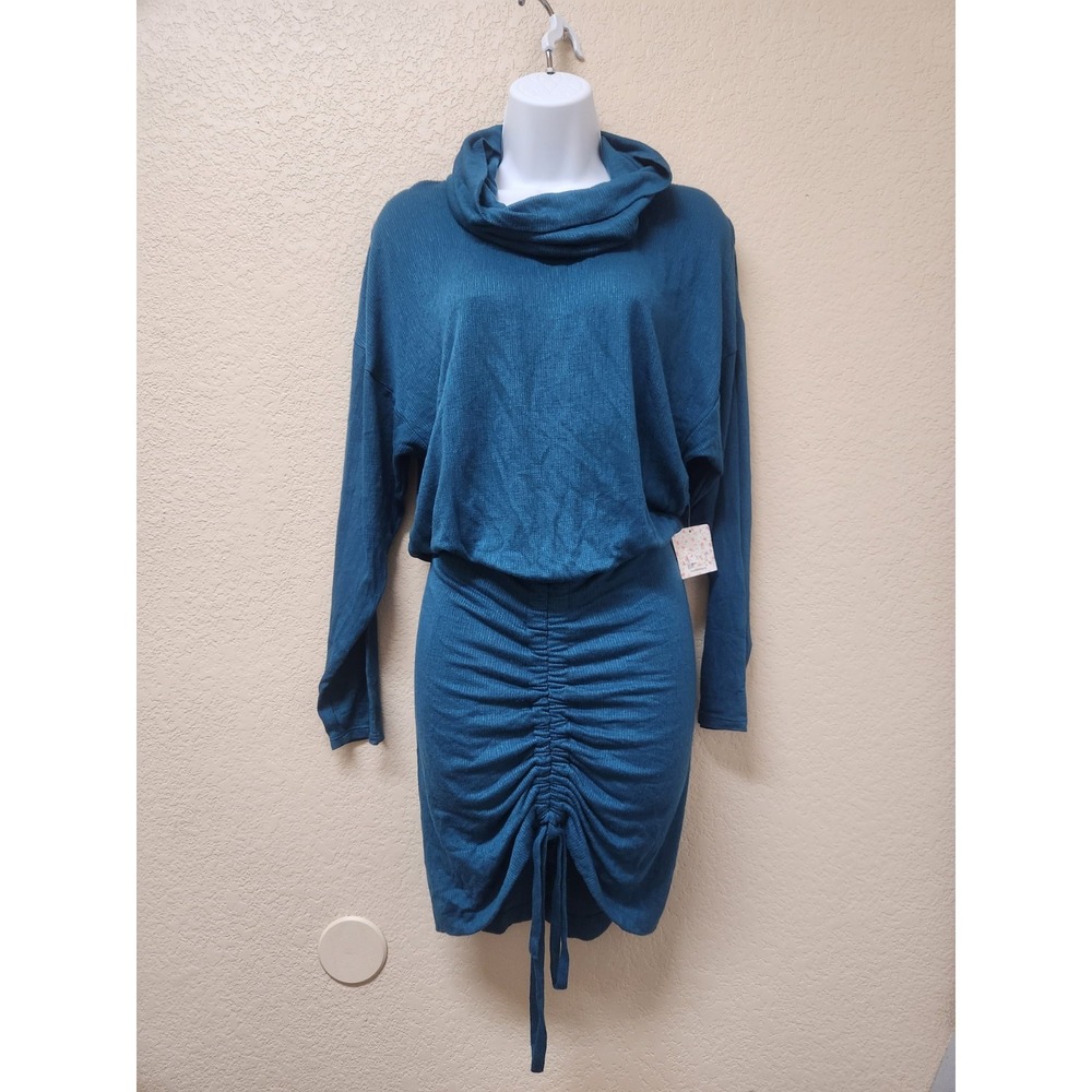 Free People Sundown Cowl Neck Dress S Dark Green Women Cocktail Party Casual